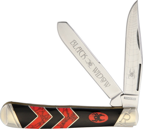 Rough Ryder Black Widow Trapper - Red/Blk Synthetic (4" 440A SS Clip/Spey) RR1670