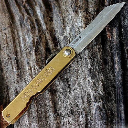 Higonokami Reverse Tanto style 3 in. steel blade, Brass Handle