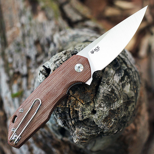GiantMouse ACE Corta Folder - Natural Canvas Micarta (3" M390 SW)
