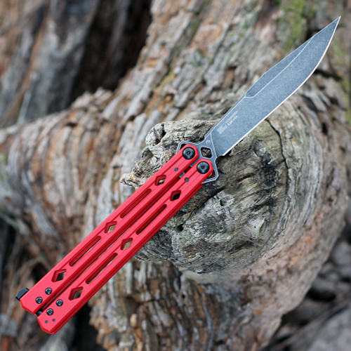 Kershaw Lucha 5150RDBW Butterfly Knife Red & BlackWash 14C28N