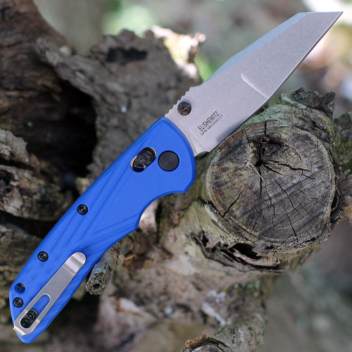 Hogue Deka Manual Folder (HO24363) 3.25" CPM-MagnaCut Tumbled Wharncliffe Plain Blade, Blue Polymer Handle, Ambidextrous ABLE Lock