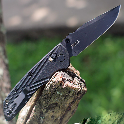 Hogue Deka Manual Folder  (HO24376) 3.25" CPM MagnaCut Black Cerakote Finished Clip Point Plain Blade, Black Polymer Handle, Ambidextrous ABLE Lock