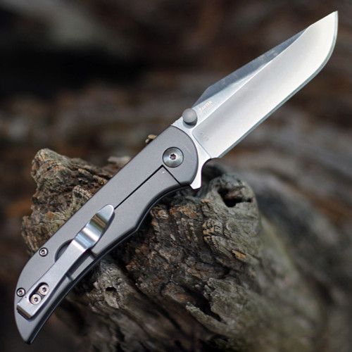 CRKT Oxcart Assisted Flipper (CR6135) 3.05" AUS-8 Satin Clip Point Plain Blade, Gray Stainless Steel Handles
