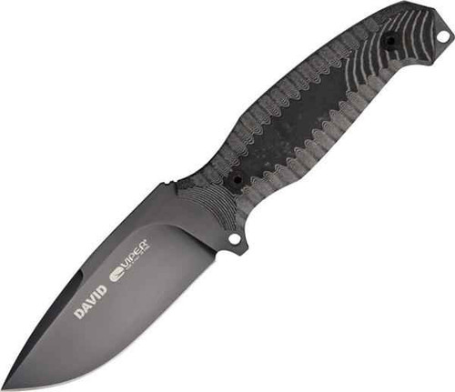 Viper David, D2 Steel, Black PVD Coating, Black Micarta Handle