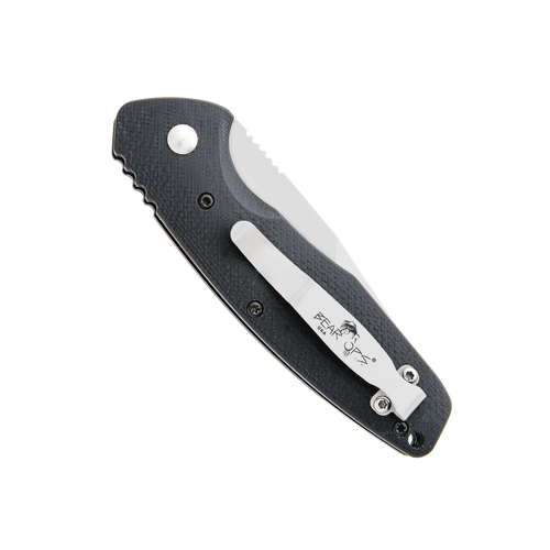 Bear Ops Bold Action X Button Lock Automatic Knife ( BCAC1000B4P) - 3" 14C28N Sandvik Satin Blade, Black G10 Handle
