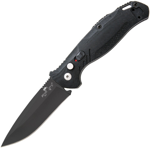 Bear Ops Bold Action XI Button Lock Automatic Knife ( BCAC1100B4B) - 3.25" 14C28N Sandvik Black Blade, Black G10 Handle