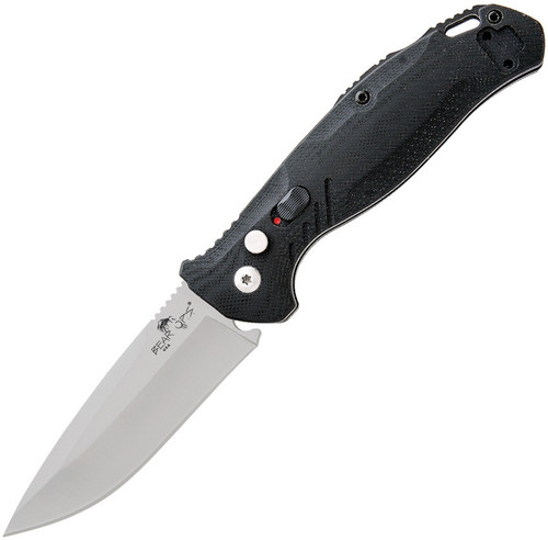 Bear Ops Bold Action XI Button Lock Automatic Knife ( BCAC1100B4P) - 3.25" 14C28N Sandvik Satin Blade, Black G10 Handle