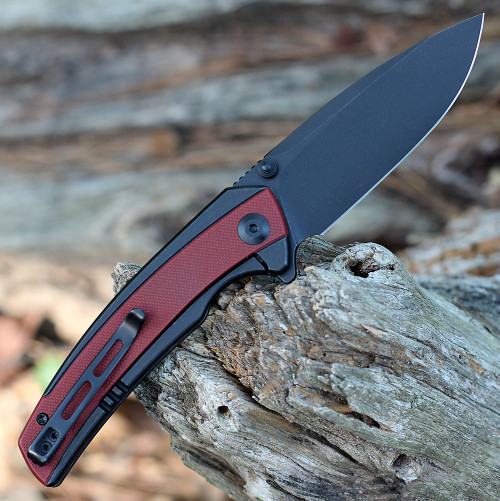 CIVIVI Teraxe Flipper - Blk Steel / Burgundy G10 (3.48" Nitro-V Blk SW) C20036-1