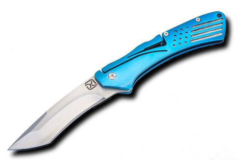 Klecker TG-14 Slice Folder,12C27 SS Blade, 2Cr13 SS Plated Blue Handle
