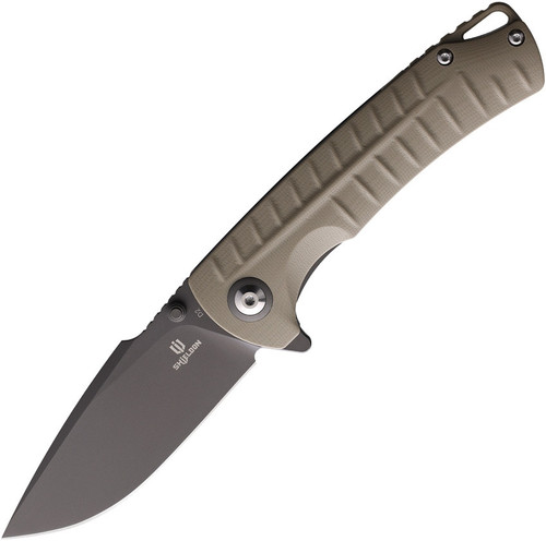 Shieldon Relicanth (SHI7070G1) 3.11" Drop Point D2 Grey Titanium Coated Plain Blade, Tan G10 Handle