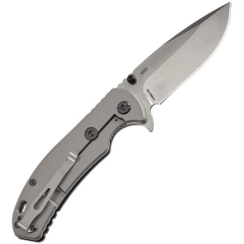 Skif Knives Sturdy(420SE) 3.75 Stonewash 9Cr18MoV Drop Point Plain Blade, Black G10 Handle w/Gray Stainles Handle