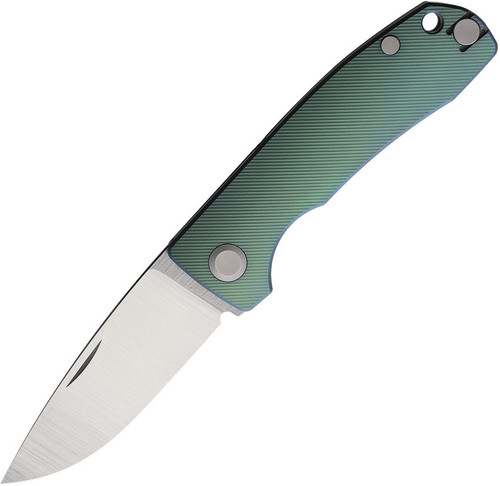 Maxace/PMP Harmony Folding Knife (PMP036) 2.97 in Satin Bohler M390 Drop Point Blade, Green Titanium Handle