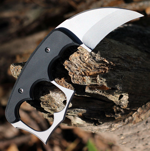 Red Horse Knife Works The Malice Karambit (RH019) - 2.25in CPM D2 Stonewashed Plain Blade, Black G-10 Scale Handle