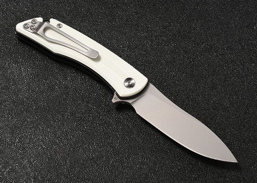 CMB Blaze Folding Knife (CMP06S) 3.22 in Sandblast D2, White G-10 Handle