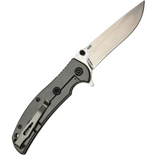 Skif Knives Urbanite(425SE) 3.75 Stonewash 9Cr18MoV Drop Point Plain Blade, Black G10 Handle w/Grey Stainless Handle