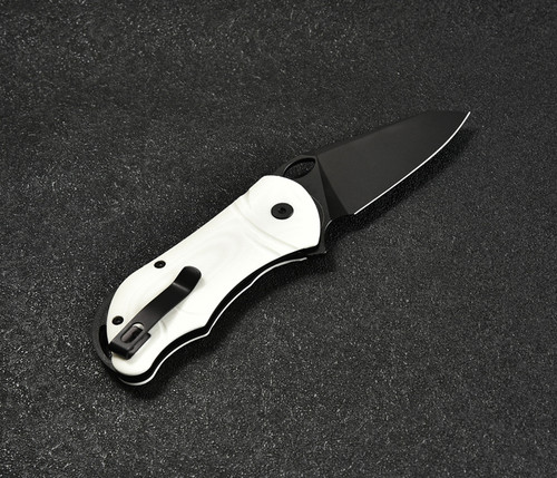 CMB Hippo Folding Knife (CMB05W) 2.99 in Black D2, White G-10 Handle