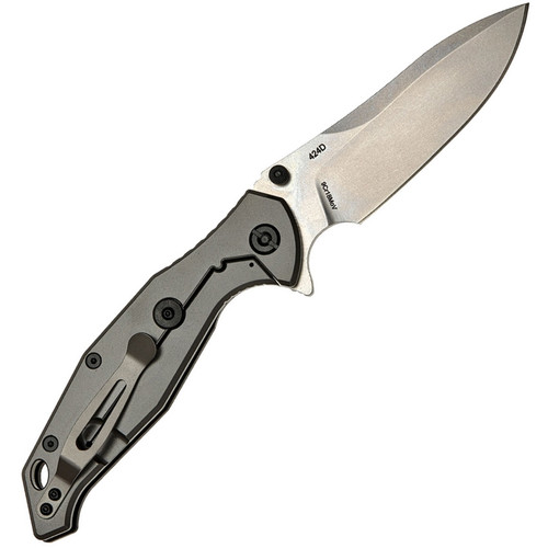 Skif Knives Adventure (424SE) 4" Stonewash 9Cr18MoV Drop Point Plain Blade, Black G-10 Handle w/Grey Stainless Back Handle