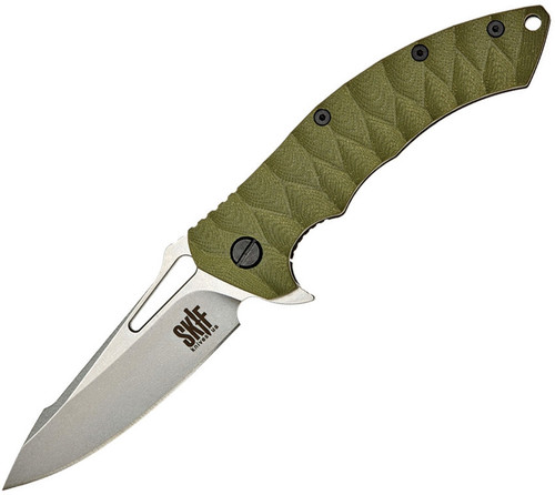 Skif Knives Sturdy(421SEG) 3.75 Stonewash 9Cr18MoV Drop Point Blade,OD Green G10 Handle w/Gray Stainless Handle