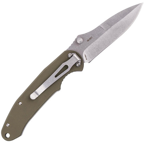 Skif Knives Mouse (IS-001OG) 3.5" Stonewash 8Cr12MoV Drop Point Plain Blade, Ovile Drab G-10 Handle