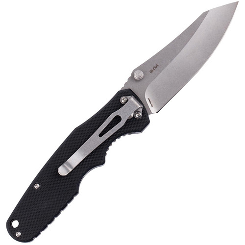 Skif Knives Cutter (IS-004B) 3.5" Stonewash 8Cr12MoV Drop Point Plain Blade, Black G-10 Handle