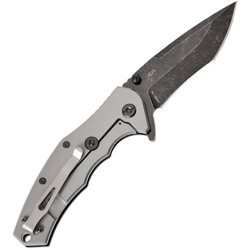 Skif Knives Griffin(422SEB) 3.75 Stonewash 9Cr18MoV Drop Point Blade,Black G10 Handle w/Gray Stainless Handle