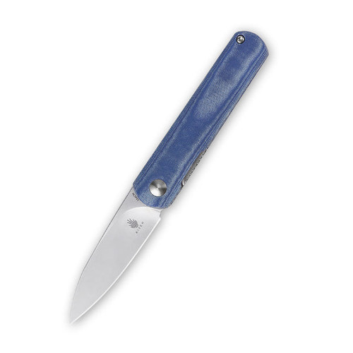 Kizer Feist (V3499C1) 2.79" 154CM Stonewashed Drop Point Plain Blade, Blue Denim Micarta Handle