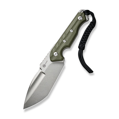 Civivi Maxwell Fixed Blade (C21040-2) 4.74" Stonewashed D2 Spear Point Plain Blade, Olive Drab Green Handle