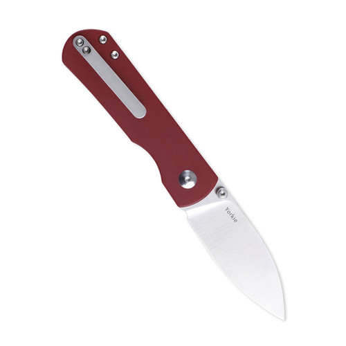 Kizer Yorkie (KI3525S1) 2.5" Bohler M390 Satin Drop Point Plain Blade, Red Micarta Handle