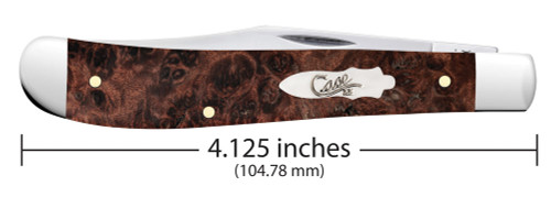 Case Slimline Trapper 64063 - Tru-Sharp Surgical Stainless Steel, Smooth Brown Maple Burl Wood (71048 SS)