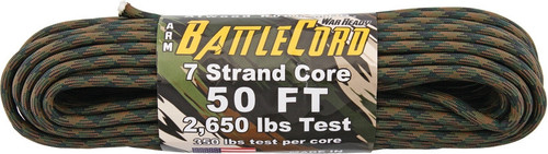 Atwood Rope MFG Battle Cord 7-Strand Core 50ft- Woodland Camo (RG1126)