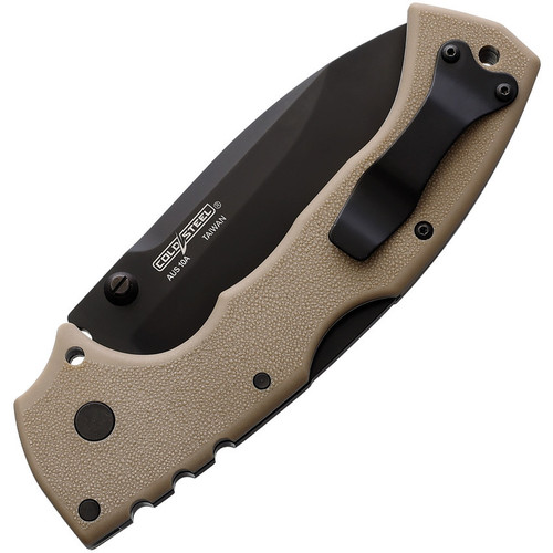 Cold Steel 4-Max Scout (CS62RQDTBK) 4" Stone wash Drop Point Black Blade,Griv-Ex Desert Tan Handle
