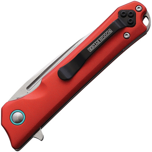 Rough Ryder Night Out Folding Knife (RR2254) 3.25 in Satin Stainless Steel Drop Point Blade, Red Aluminum Handle