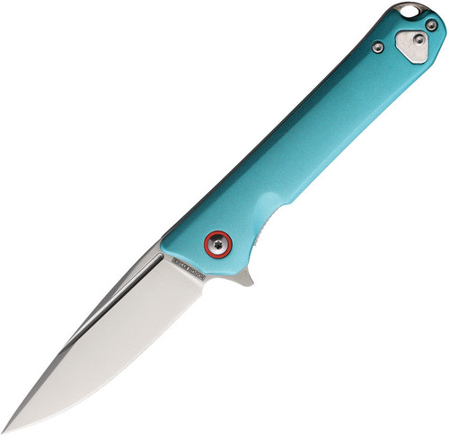 Rough Ryder Night Out Folding Knife (RR2255) 3.25 in Satin Stainless Steel Drop Point Blade, Teal Aluminum Handle