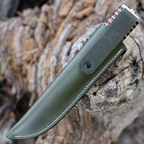 Andersson & Copra Scandinavian Sportsman Fixed Blade Knife Model 1 (ACSS1ST) - 3.54 in AEB-L Steel Plain Blade,  Stacked Leather Handle, Olive Green Leather Sheath