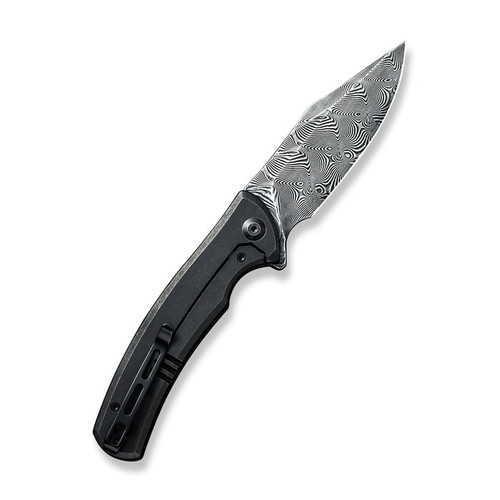 Civivi Sinisys Folding Knife (CIVC20039DS1) 3.7 in Damascus Clip Point Blade, Black G-10 w/ Twill Carbon Fiber Overlay Handle