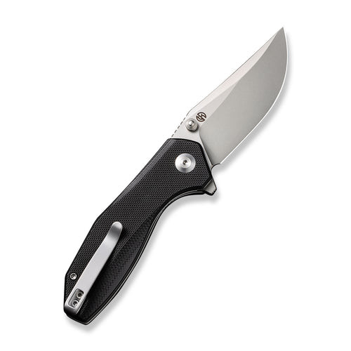 Civivi ODD 22 Flipper and Thumb Stud Knife (C21032-1) 2.97" Silver Bead Blasted 14C28N Plain Clip Point Blade, Black G10 Handle