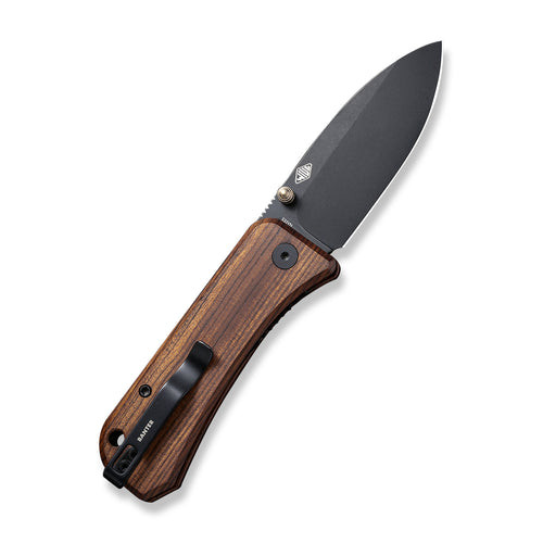 We Knife Banter Thumb Stud Knife (2004K) 2.9" Black Stonewashed CPM-S35VN Plain Drop Point Blade, Cuibourita Wood Handle