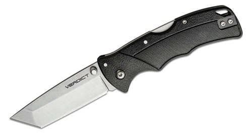 Cold Steel Verdict Folding Knife- (CSFL-C3TSS) 3.00" 4116 Stainless Steel Stonewash Plain Tanto Blade, Black GFN Handle