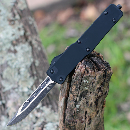 Templar Knife Premium Lightweight Series - Slim OTF Automatic Elmax Blade (MA-BR-35-1) - 3.16" Elmax Steel Black SW Drop Point, Aluminum Black Rubber Handle