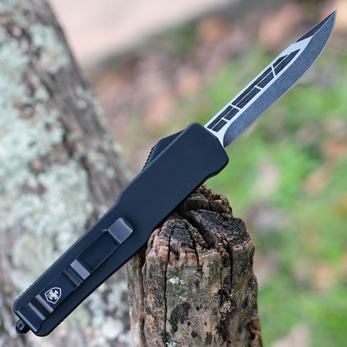 Templar Knife Premium Lightweight Series - Slim OTF Automatic Elmax Blade (MA-BR-35-1) - 3.16" Elmax Steel Black SW Drop Point, Aluminum Black Rubber Handle