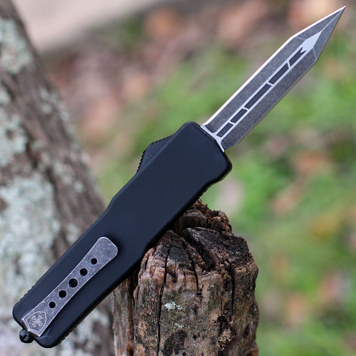 Templar Knife Premium Lightweight Series - Small OTF Automatic Elmax Blade (SA-BR-15-1) - 3.0" Elmax Steel Black SW Dagger, Aluminum Black Rubber Handle