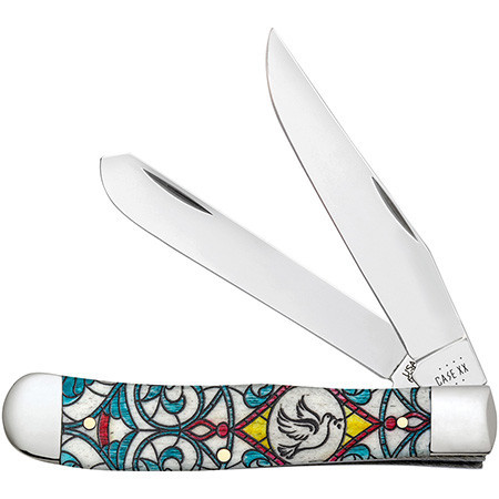 Case Trapper 38713 - Stained Glass Cross Natural Bone Color Wash