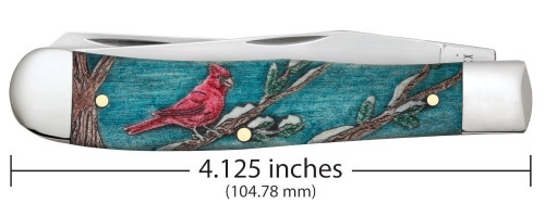 Case Trapper 39159- Tru-Sharp Surgical Stainless Steel Clip and Spey Blade, Cardinal Embellished Natural Bone Color Wash Handle (6254 SS)