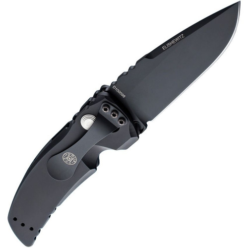 Hogue  EX-A01 Automatic (34130) 3.5" Drop Point 154CM Black Cerakote Finish Blade, Black Aluminum Frame