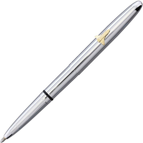 Fisher Space Pens Bullet (FP841244) 3.75" Chrome Barrell, Chrome Cap, PR4 Black Ink, Medium Point, With Space Shuttle