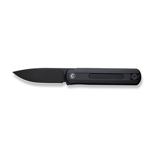 CIVIVI Foldis Front Flipper Knife (C21044-3) 2.67" Black Stonewashed Nitro-V Drop Point Plain Blade, Black G-10 Handle