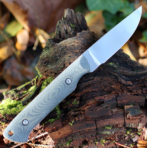 White River Small Game Fixed Blade Knife (WRSG-LBO) - 2.62in CPM-S35VN Satin Drop Point Plain Blade, Black/OD Linen Micarta Handle - Kydex Sheath