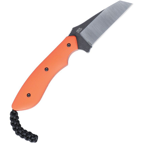 CRKT S.P.I.T (CR2399) 2.25" 8Cr13MoV Stonewashed / Satin Inverted Tanto Plain Blade, Orange G-10 Handle, Black Thermoplastic Belt Sheath