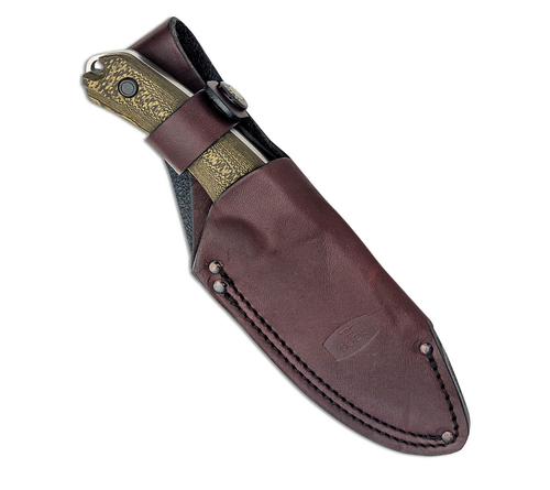 Buck Alpha Hunter Pro with leather sheath