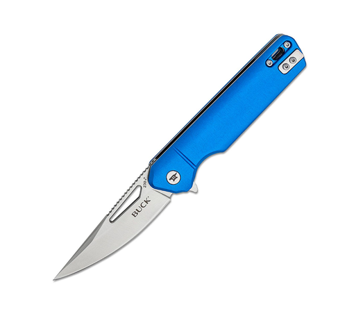 Buck Knives 239 Infusion Assisted Opening Knife (0239BLS-B)- 3.25" Satin 7Cr Drop Point Blade, Blue Aluminum Handle